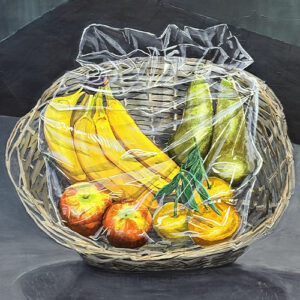 Corbeille de fruits sous plastique 🍎🍌🍊🍐 - Vignette