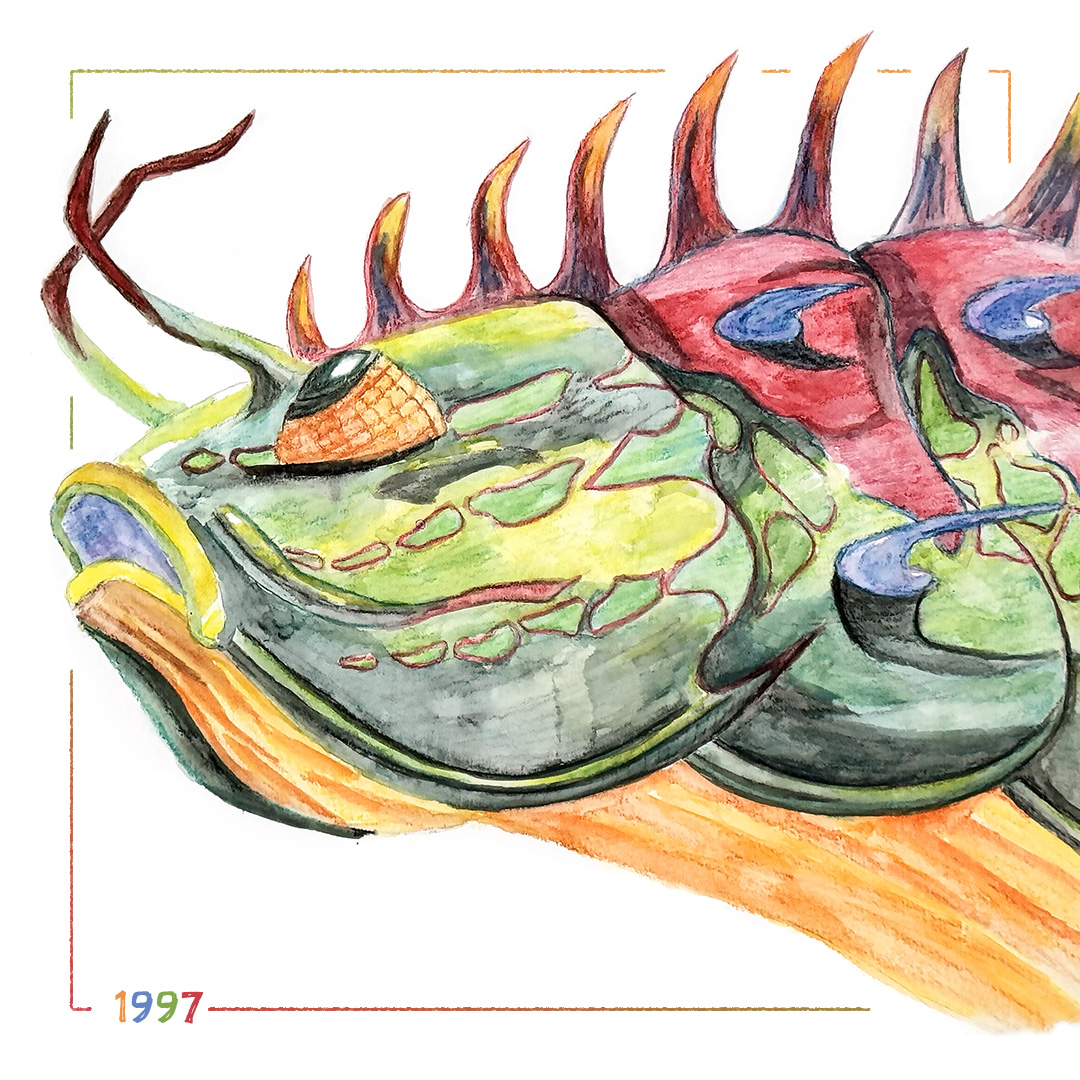 Dessins aquarelle 🖌️🌈 🖍️ 1996 : Monstre marin