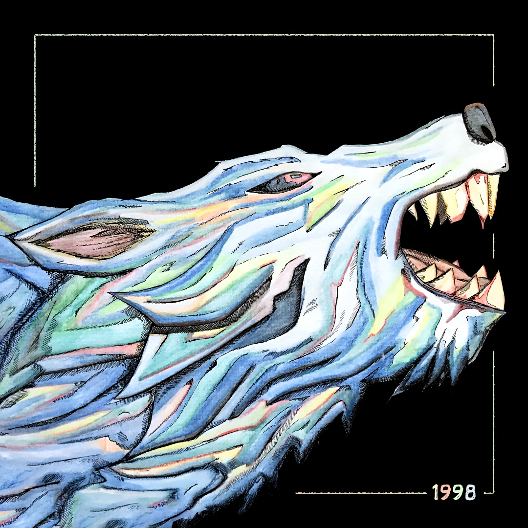 Dessins aquarelle 🖌️🌈 🖍️ 1997 : Loup enragé